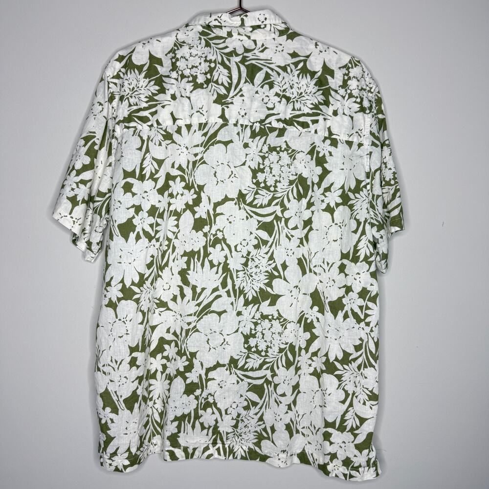 GAP Mens Linen Shirt XL Green Short Sleeve Pocket Camp Leisure Coastal Preppy - Picture 7 of 7